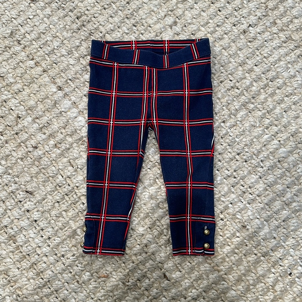 Janie and Jack Navy Plaid Kids Leggings